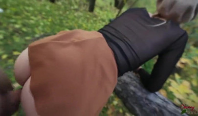 Autumn is perfect time for fucking and sucking outdoors