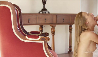 Petite Alexis Crystal enjoys stiffed dick on a chair