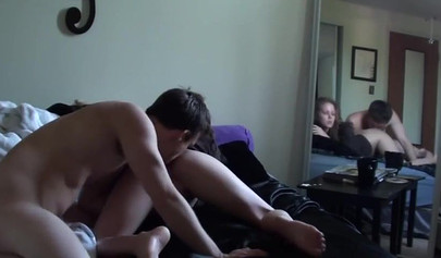 Amateur hardcore banging between sexy babe and horny fucker