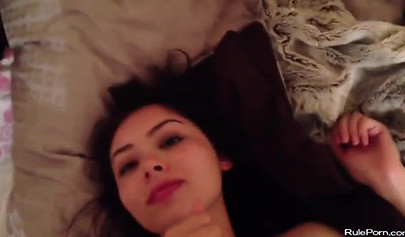 Beautiful Asian giving this dude a blowjob of his life