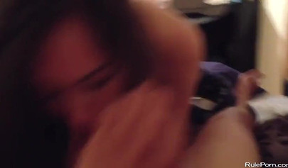 Beautiful Asian giving this dude a blowjob of his life