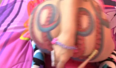 Petite Daizha Morgann fucked doggy style after nasty masturbation