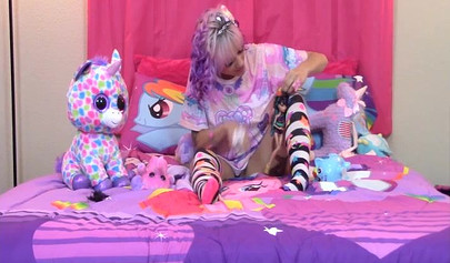 Petite Daizha Morgann fucked doggy style after nasty masturbation