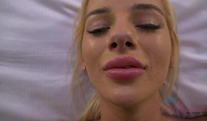 Slutty girlfriend Bella Rose gives a footjob and fucks in POV