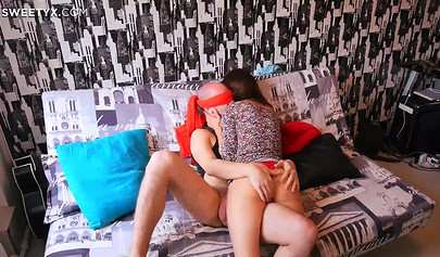 Lovely teen loves playing sex games with her bald partner