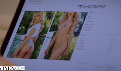 Hotties Alexa Grace & Kenna James suck & fuck curved dick together