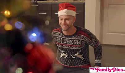 Wild Xmas threesome with teens Kacie Castle & Vina Sky