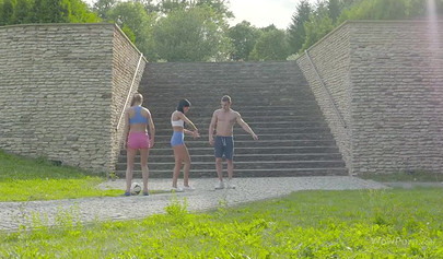 Wonderful girlfriends Sarah Kay & Sofia Like loving public FFM threesome