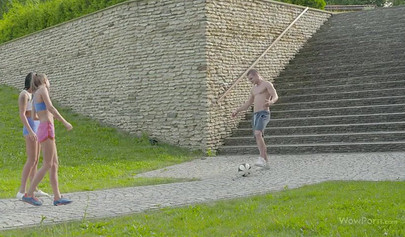 Wonderful girlfriends Sarah Kay & Sofia Like loving public FFM threesome