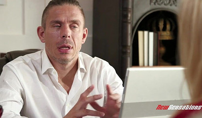 Golden haired Riley Star gets choked and fucked hard by her horny stepdad