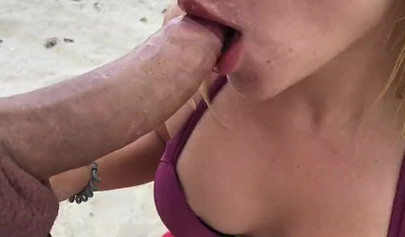 Stunning blonde babe rides cock at the beach