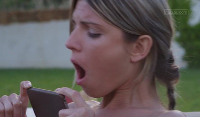 Petite blonde Gina Gerson rides cock outdoors