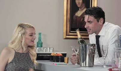 Horny blonde teen Aurora Rose fucks with bartender