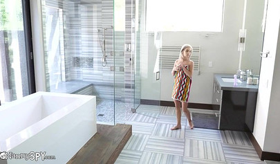 Blonde nanny Bella Rose will love to suck your big cock