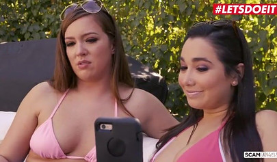 Beautiful teens Gina Valentina,Karlee Grey and Maddy Oreilly are screwing one lucky guy