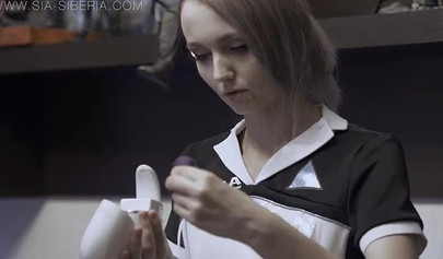 Amateur Russian beauty masturbates after she cleans the room