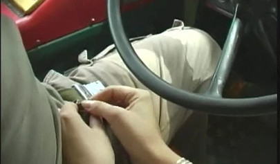 Blonde slut Karolina King fucks the bus driver