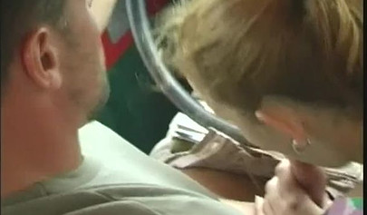 Blonde slut Karolina King fucks the bus driver