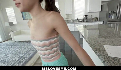 Petite Asian teen Vina Sky can't keep her hands off stepbro's big cock