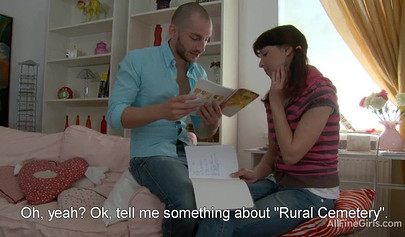 Cute brunette teen is handsome dude to get anal fucked