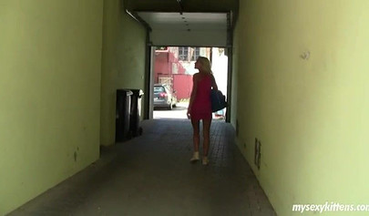 Petite teen Pinky June fucking on bouncing ball