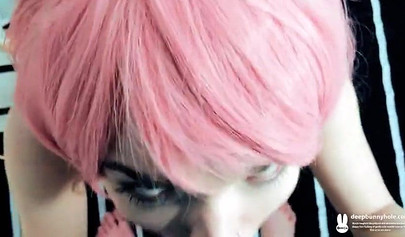 Slut in bunny costume Deepbunnyhole enjoys pussy fingering and blows cock