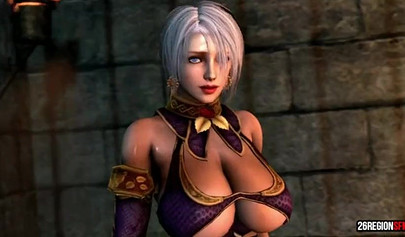 Slutty anime girl with monster boobs rides big cock