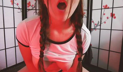 Amateur slut with big tits masturbates on camera