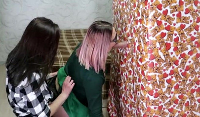 Two nerdy students share a glory hole with their mouth