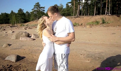 Petite blonde slut fucked on the beach