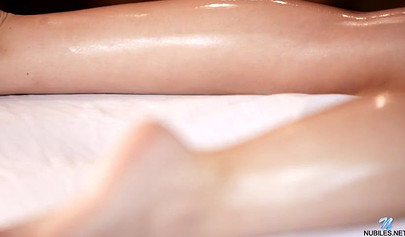 Blonde petite babe Samantha Rone hardcore fucked in this oily action