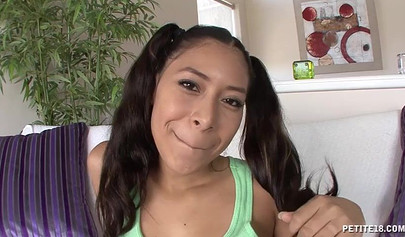 Teen petite hottie Alexis Love shares her love hole with horny fucker