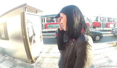 Brunette chick gives both of her holes in nasty threesome banging