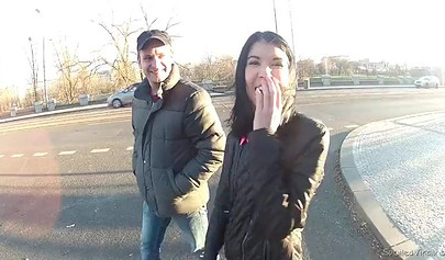 Brunette chick gives both of her holes in nasty threesome banging