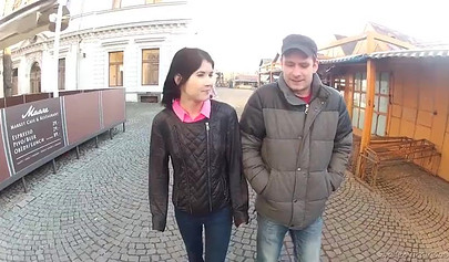 Brunette chick gives both of her holes in nasty threesome banging