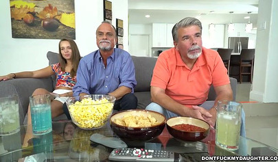 Petite chick Liza Rowe seduces her stepdad and gives him her snatch