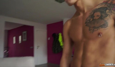 Shy brunette chick Ena Sweet gets pounded by two dudes