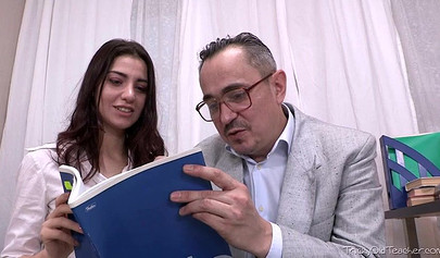 Skinny and long legged teen Jessica Malone gets her pussy ripped by old man