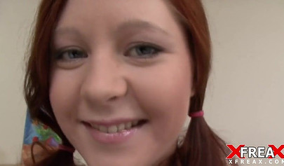 Sweet redhead with big ass bends over for doggy style anal ramming