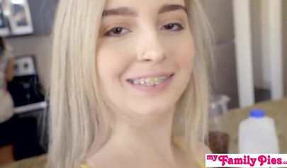 Tiny blonde hoe Lexi Lore getting stiff boner from behind