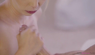 Adorable ballerina Angel Smalls lays sperm on her twat after fucking