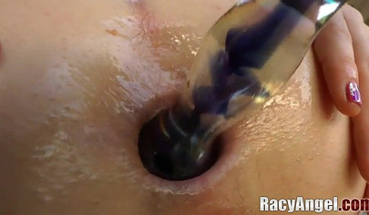 Stunning pornstars enjoying anal masturbation with toys in POV style