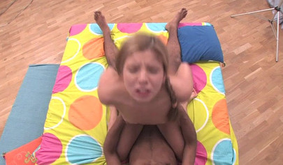 Petite blondie enjoys cumshot after stroking that big stiffed knob