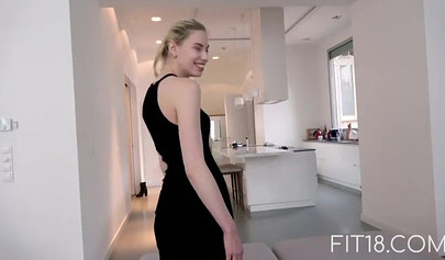 Petite Russian blond Milena Devi strips and gets banged on casting