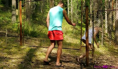 Pretty petite blonde Olivia Devine blows dick and gets banged outdoors