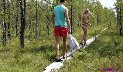 Pretty petite blonde Olivia Devine blows dick and gets banged outdoors