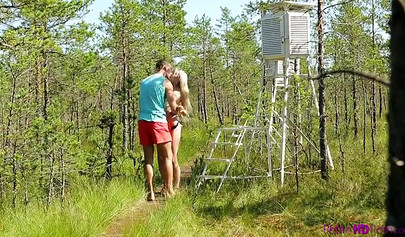 Pretty petite blonde Olivia Devine blows dick and gets banged outdoors