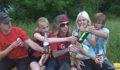 Hot students with small tits enjoy cum and nasty sex party