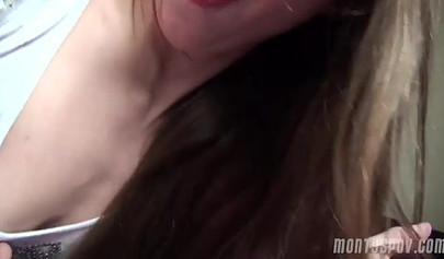 Beautiful amateur brunette Leyla Morgan sucks dick and rides it immediately after