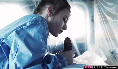 Busty teen Melody Marks riding stiff boner after wonderful fellatio